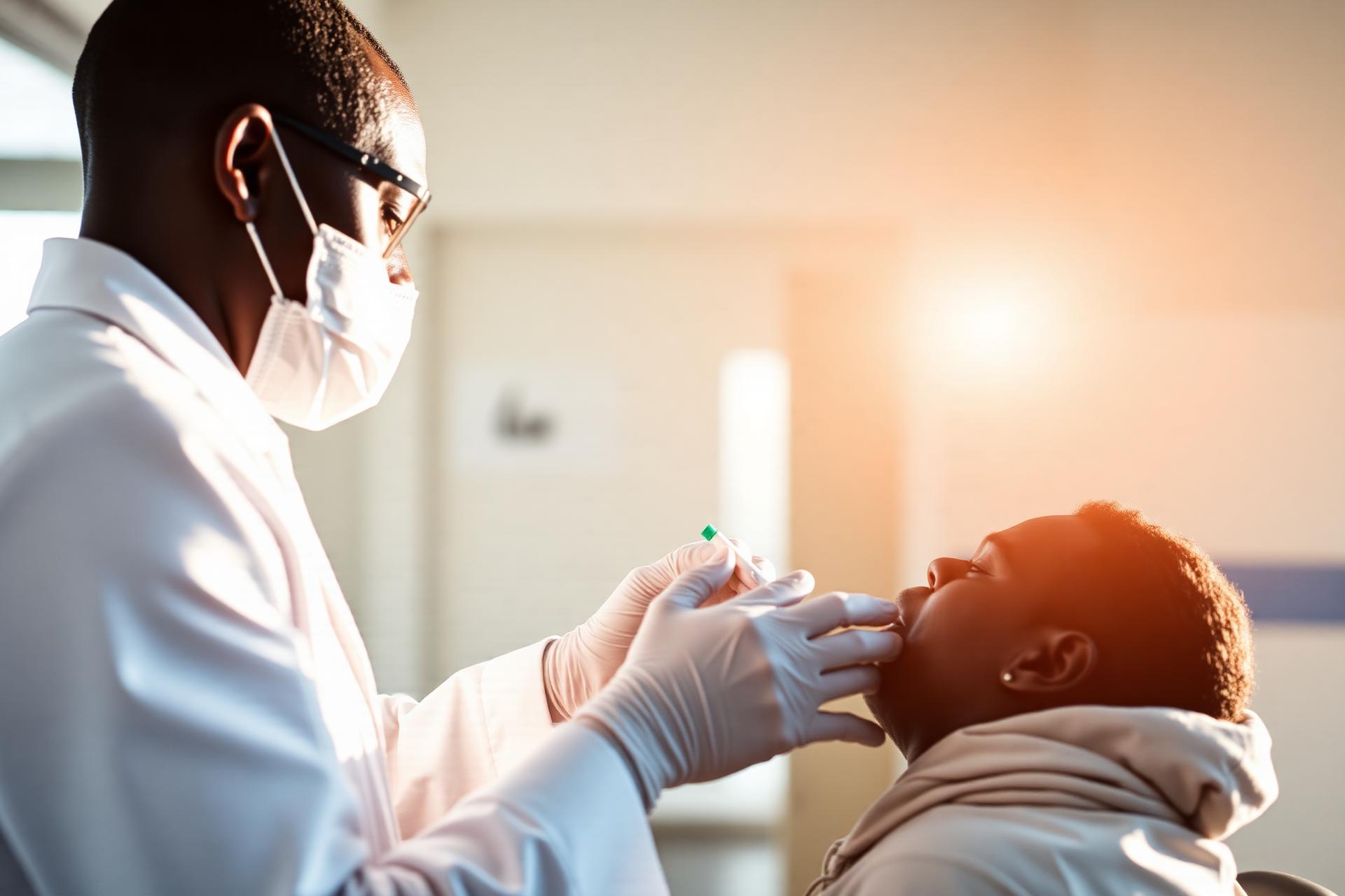 Healthcare worker performing a rapid diagnostic test